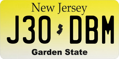 NJ license plate J30DBM