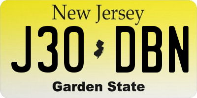 NJ license plate J30DBN