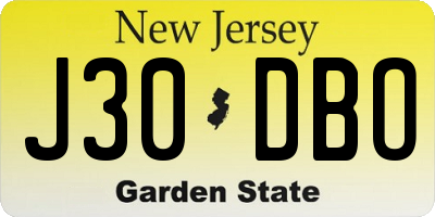 NJ license plate J30DBO