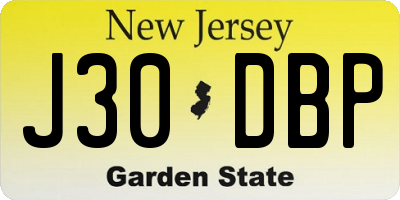 NJ license plate J30DBP