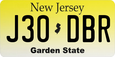 NJ license plate J30DBR