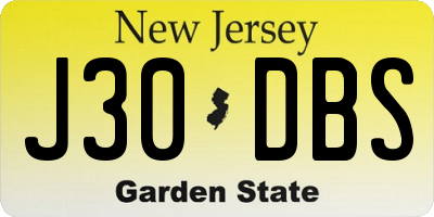 NJ license plate J30DBS