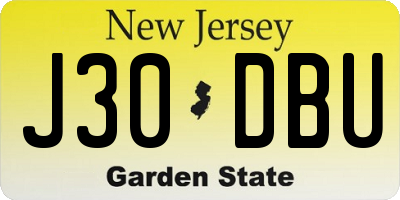 NJ license plate J30DBU