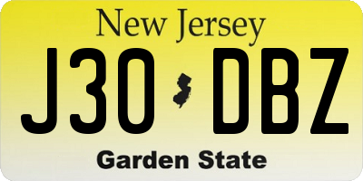 NJ license plate J30DBZ