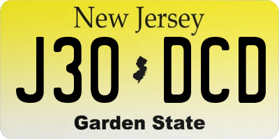 NJ license plate J30DCD