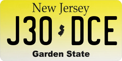 NJ license plate J30DCE