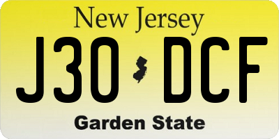 NJ license plate J30DCF
