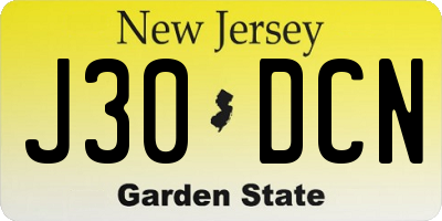 NJ license plate J30DCN