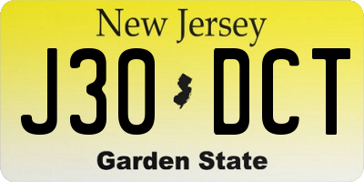 NJ license plate J30DCT
