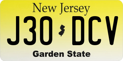 NJ license plate J30DCV