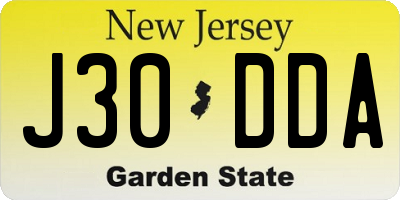 NJ license plate J30DDA