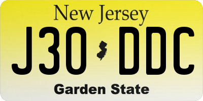 NJ license plate J30DDC