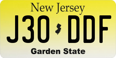 NJ license plate J30DDF
