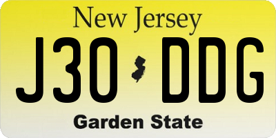 NJ license plate J30DDG
