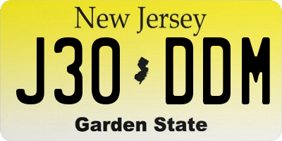 NJ license plate J30DDM