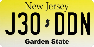 NJ license plate J30DDN