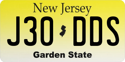 NJ license plate J30DDS
