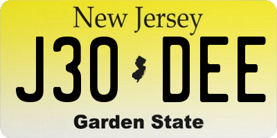 NJ license plate J30DEE