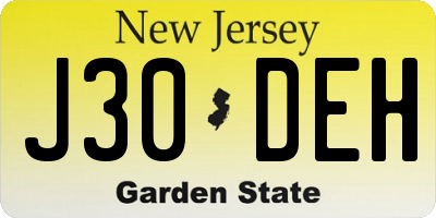 NJ license plate J30DEH