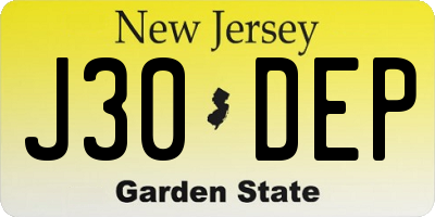 NJ license plate J30DEP
