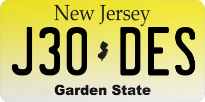 NJ license plate J30DES