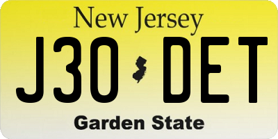 NJ license plate J30DET