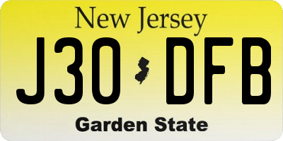 NJ license plate J30DFB