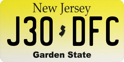 NJ license plate J30DFC