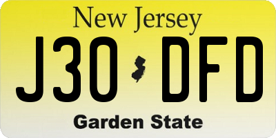 NJ license plate J30DFD