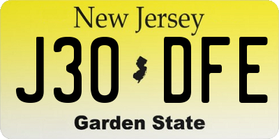 NJ license plate J30DFE