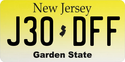 NJ license plate J30DFF