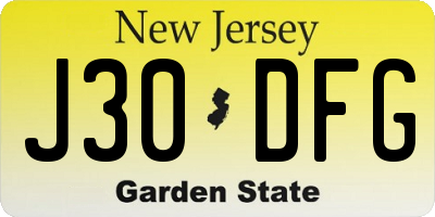 NJ license plate J30DFG