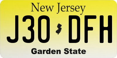 NJ license plate J30DFH
