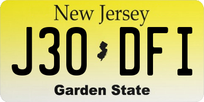 NJ license plate J30DFI