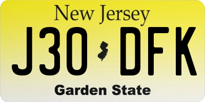 NJ license plate J30DFK