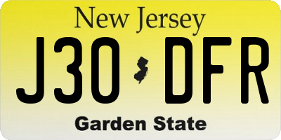 NJ license plate J30DFR