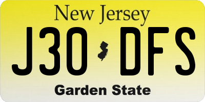 NJ license plate J30DFS