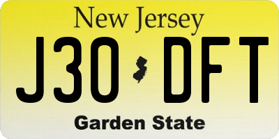 NJ license plate J30DFT