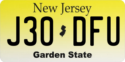 NJ license plate J30DFU
