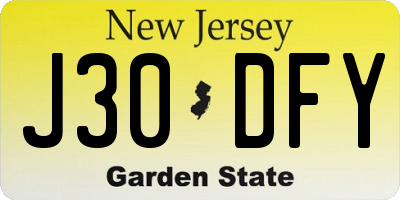 NJ license plate J30DFY