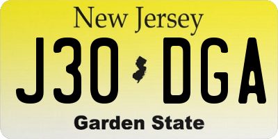 NJ license plate J30DGA