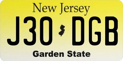 NJ license plate J30DGB