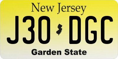 NJ license plate J30DGC