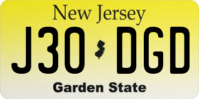 NJ license plate J30DGD