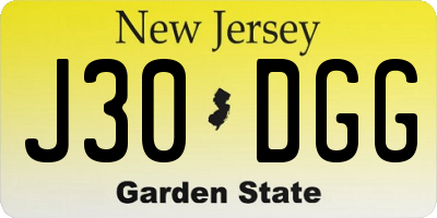 NJ license plate J30DGG