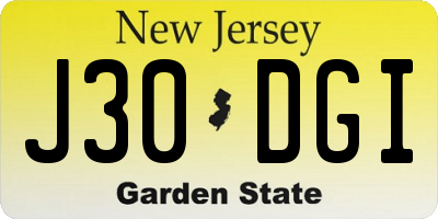NJ license plate J30DGI