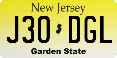 NJ license plate J30DGL