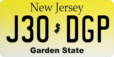 NJ license plate J30DGP
