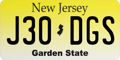 NJ license plate J30DGS
