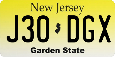 NJ license plate J30DGX